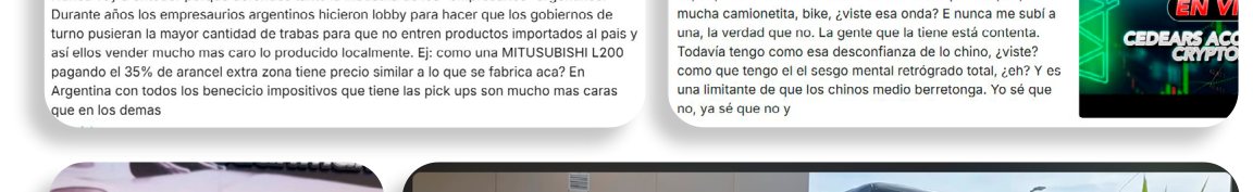 Dos capturas de posteos sobre autos chinos: uno defendiendo la industria local, otro expresando desconfianza.